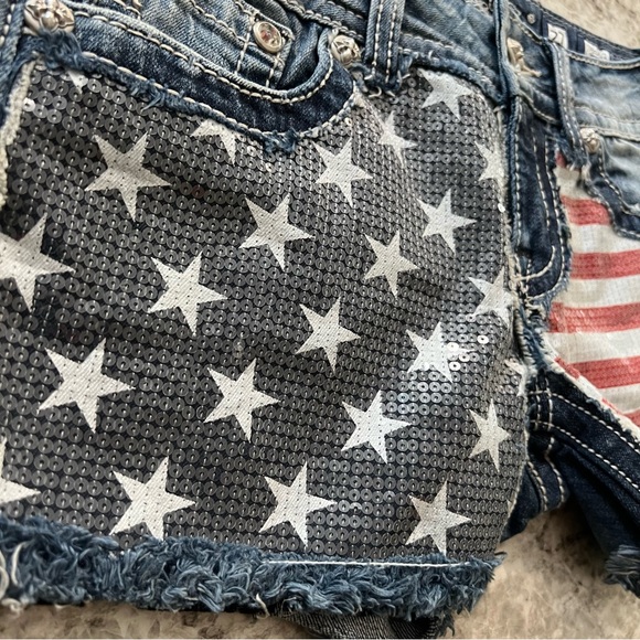 Miss Me shorts rocker American flag size 27 jean red white blue stars stripes - Picture 2 of 10